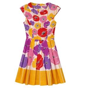 Anthropologie James Coviello Retro Mod Cotton Poppy Dress Size 6  Cottagecore